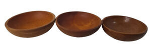 Set of 3 Vintage Turned Wooden Bowls Individual Salad Fruit Bowls Philippines